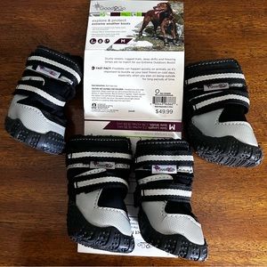 Black & Silver Extreme Weather Waterproof Sherpa Fleece Lined Dog Boots Medium